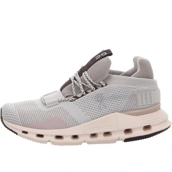 On Running Women's Cloudnova Sneakers - Gray and Soft pink eggshells - Picture 3 of 10